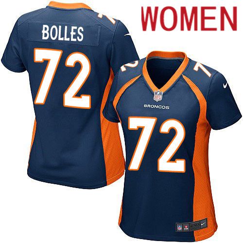 Women Denver Broncos #72 Garett Bolles Nike Navy Game NFL Jersey